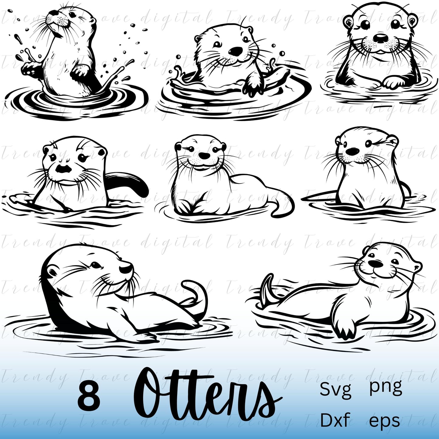 Swimming Otter Clipart