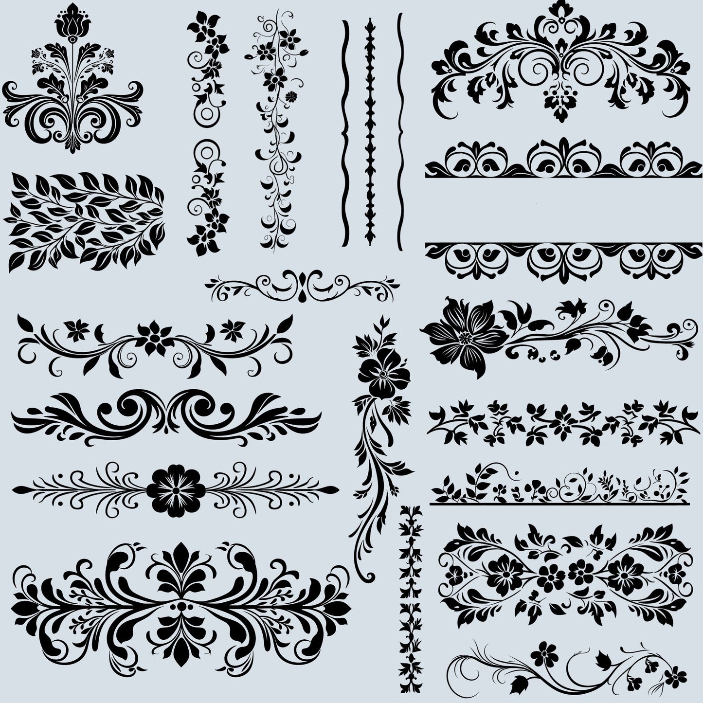 100 Ornate Floral Borders SVG