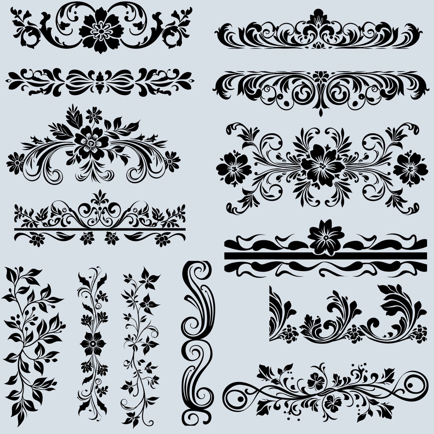 100 Ornate Floral Borders SVG