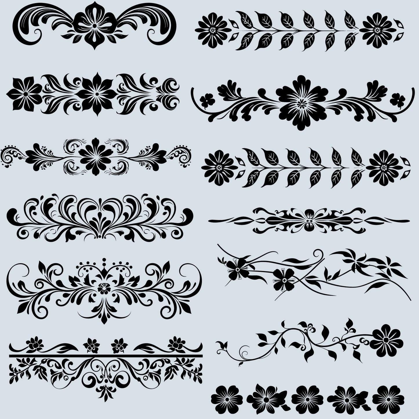 100 Ornate Floral Borders SVG